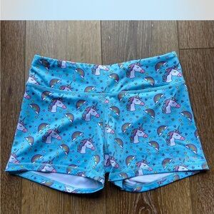 Blue Unicorn Print Shorts